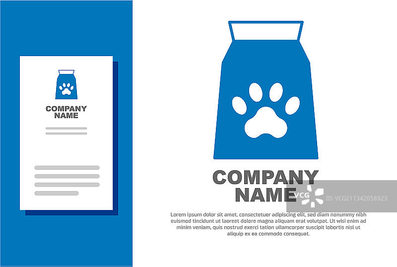 白色背景上孤立的蓝色宠物食品袋图标图片素材