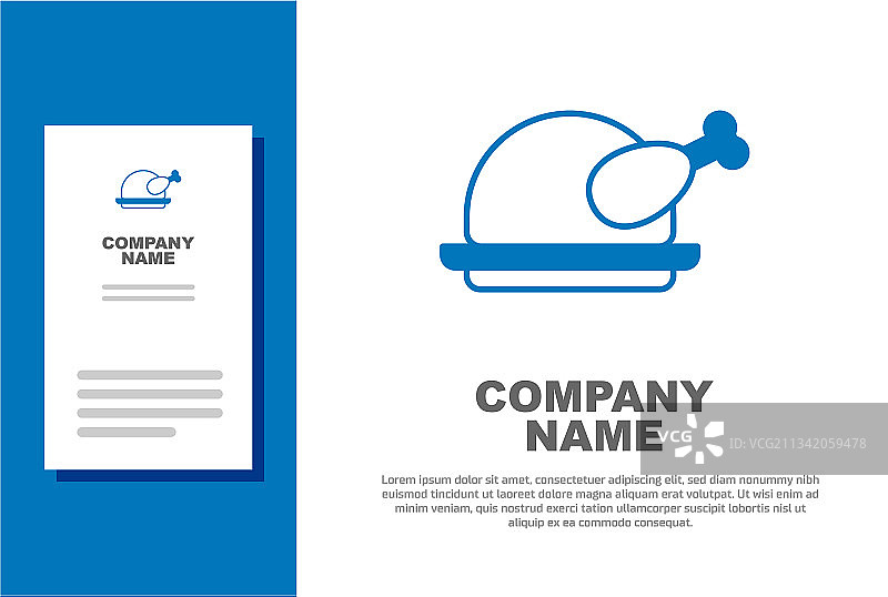 蓝色烤火鸡或鸡肉图标图片素材