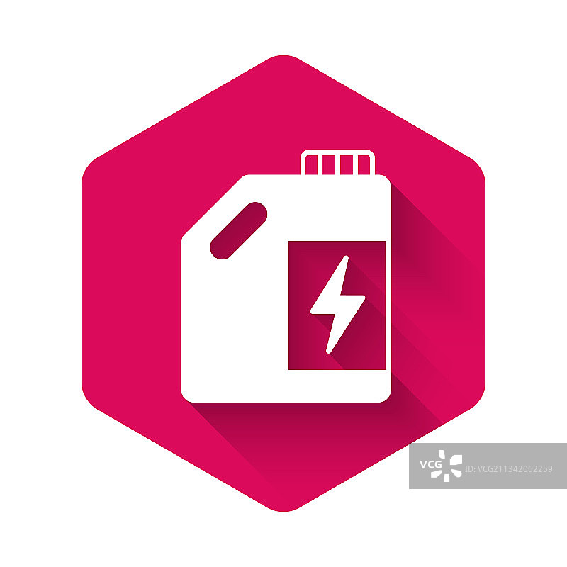 具有拉长阴影的白色生态燃料罐图标图片素材