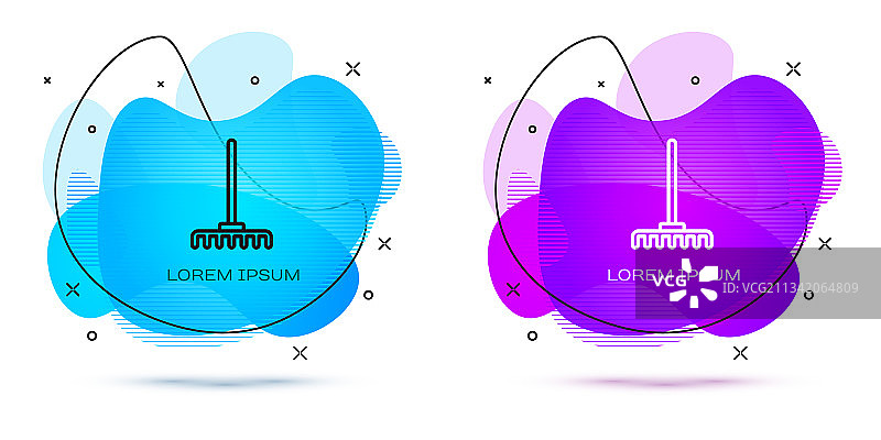 白色背景的园林耙子线性图标图片素材