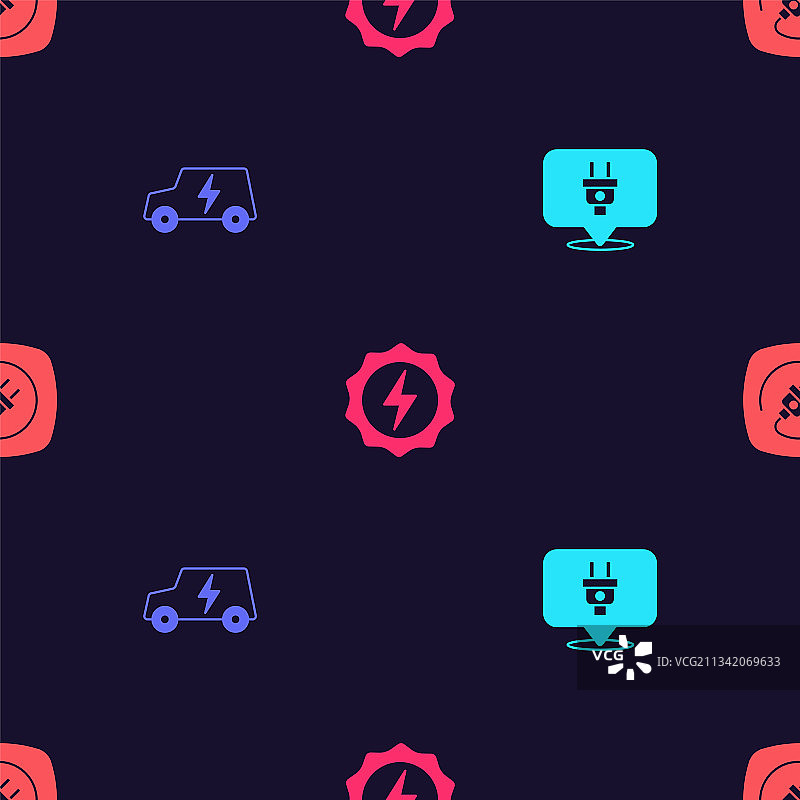 汽车闪电电插头套装图片素材