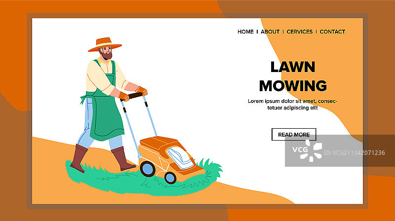 使用割草设备的草坪修剪园丁图片素材