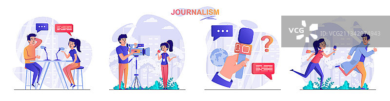 新闻记者概念场景图片素材
