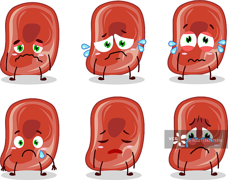 带有悲伤表情的卡通火腿形象图片素材
