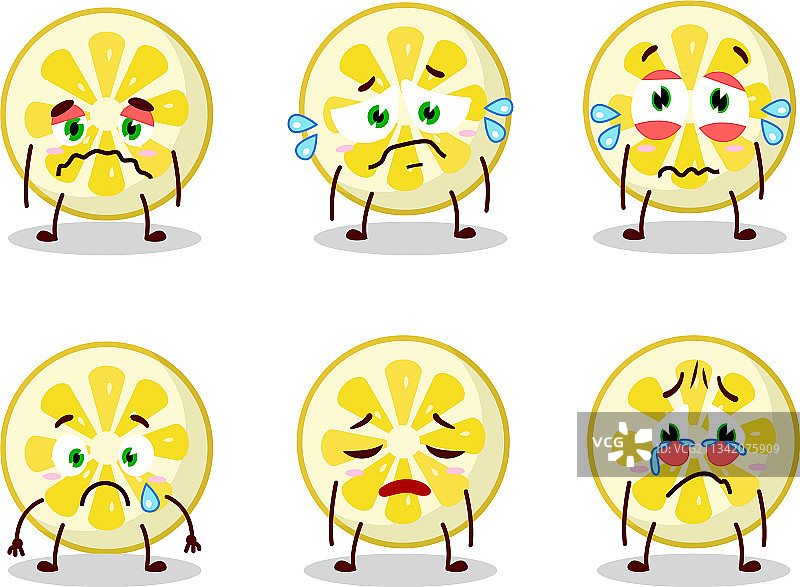 表情悲伤的柠檬切片卡通人物图片素材