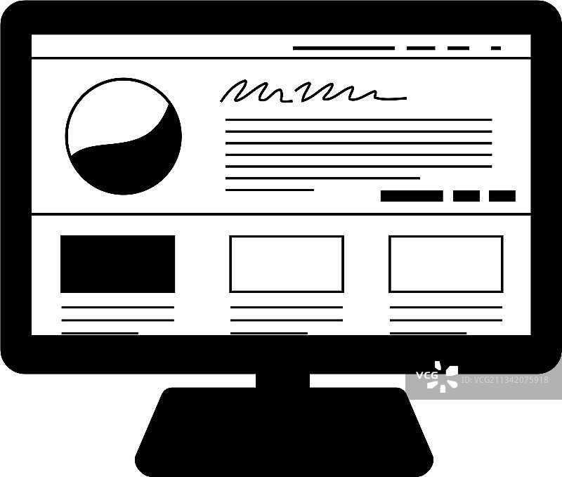 带有PC的单色网站屏幕视图图片素材