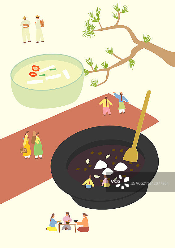 韩国美食：传统、健康、红豆粥图片素材