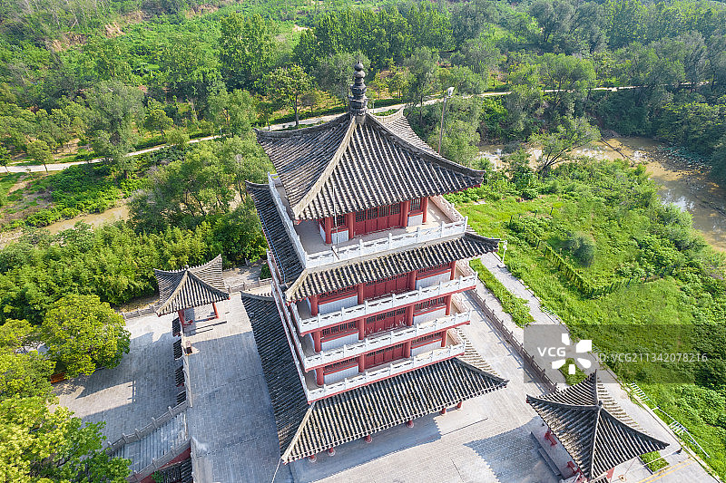 山西省运城市鹳雀楼仿古建筑图片素材