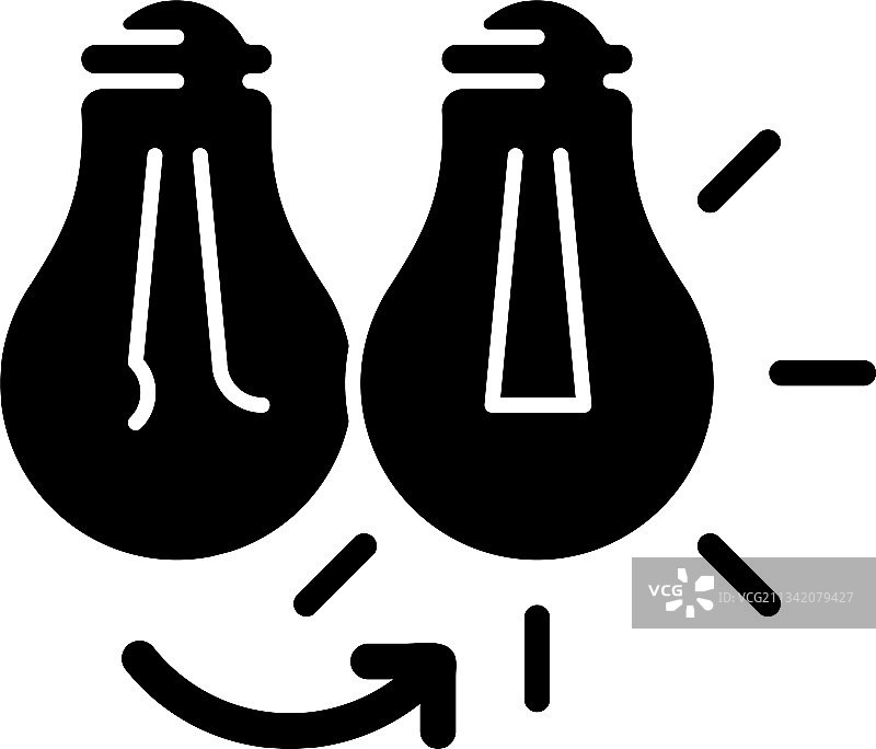 更换灯泡黑色标志图标图片素材