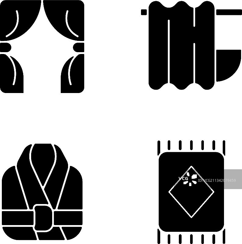 白色背景上的家居纺织品黑色图标图片素材