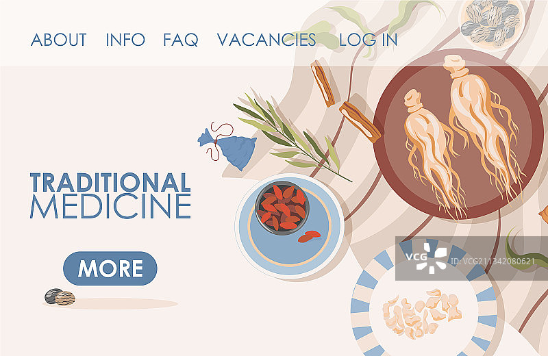 传统医药扁平风格着陆页图片素材