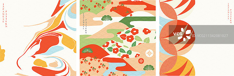 日式图案和东方婚礼图标图片素材