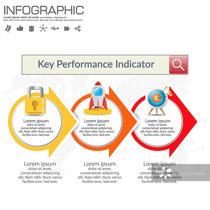 带有营销图标关键指标的信息图KPI概念图片素材