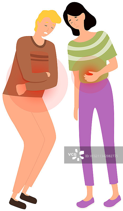 男人和女人感到肠胃疼痛图片素材