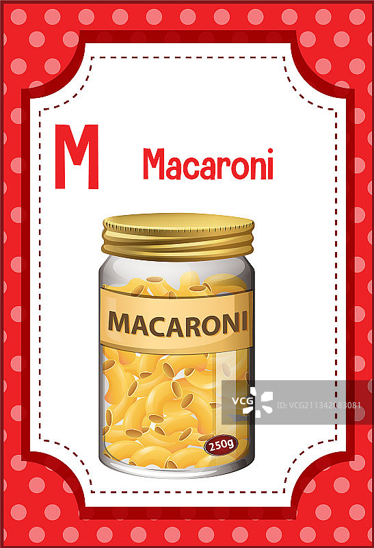 字母卡片M（通心粉）图片素材