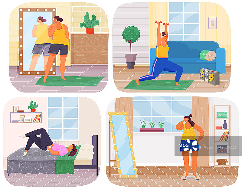 肥胖女人的日常生活场景图片素材