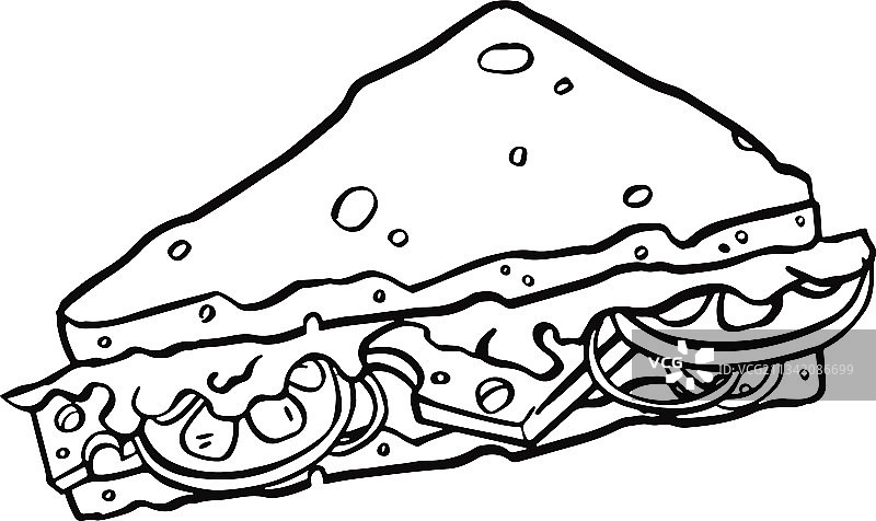 手绘三明治，白色背景图片素材