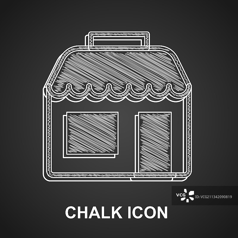 粉笔画：购物中心或市场商店图标图片素材