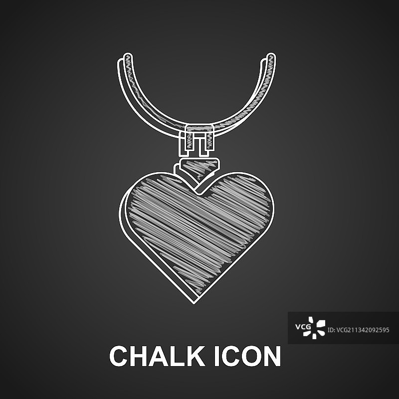 粉笔画心形吊坠项链图标图片素材