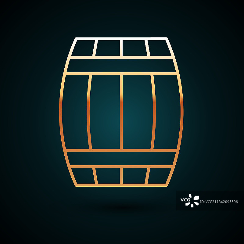 深蓝色背景上的金色木桶图标图片素材