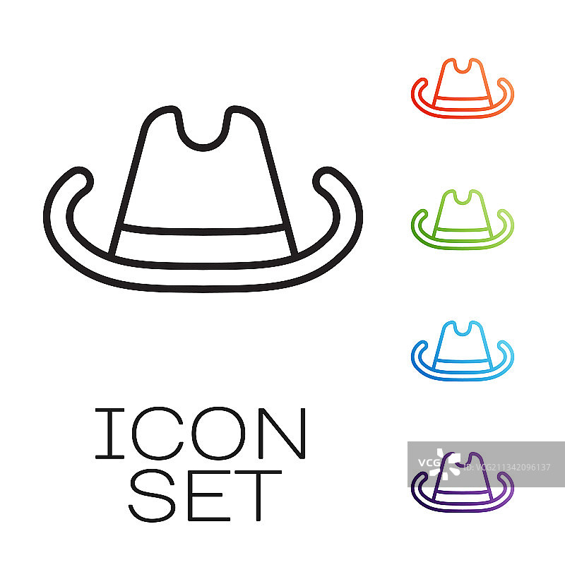 黑色背景上的西部牛仔帽图标图片素材