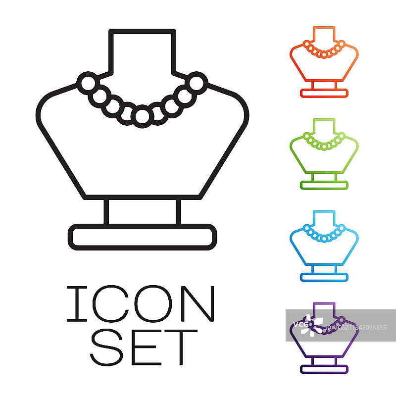 人体模型上的项链黑色线条图标图片素材