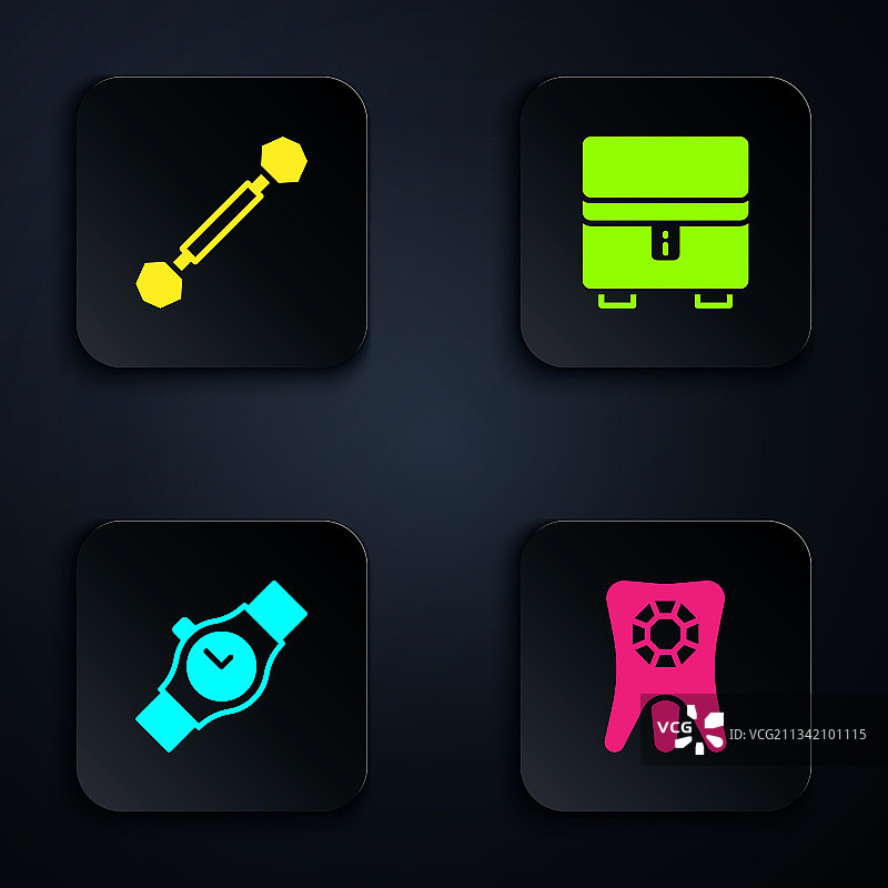 镶钻牙齿、腕表套装图片素材