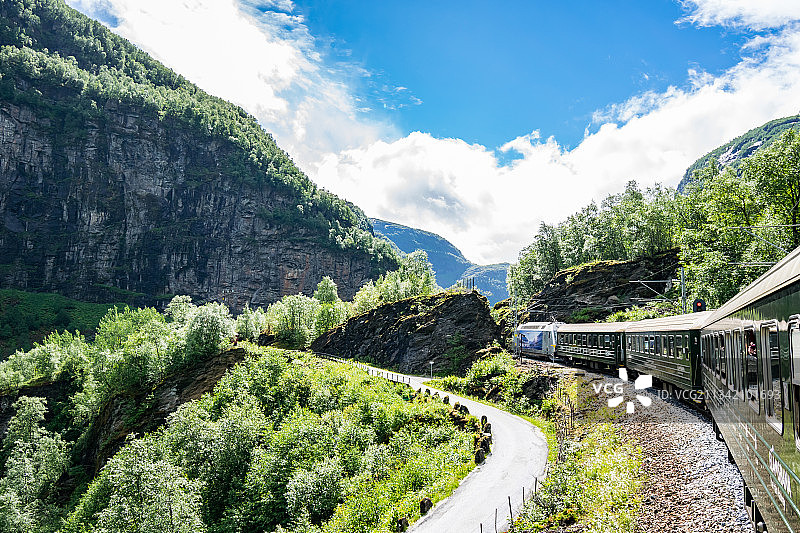 挪威松恩峡湾小火车Sognefjord in Norway图片素材