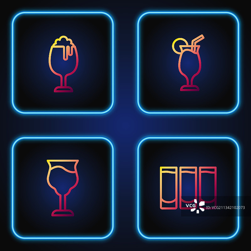 小酒杯、葡萄酒杯、啤酒设置banner图片素材