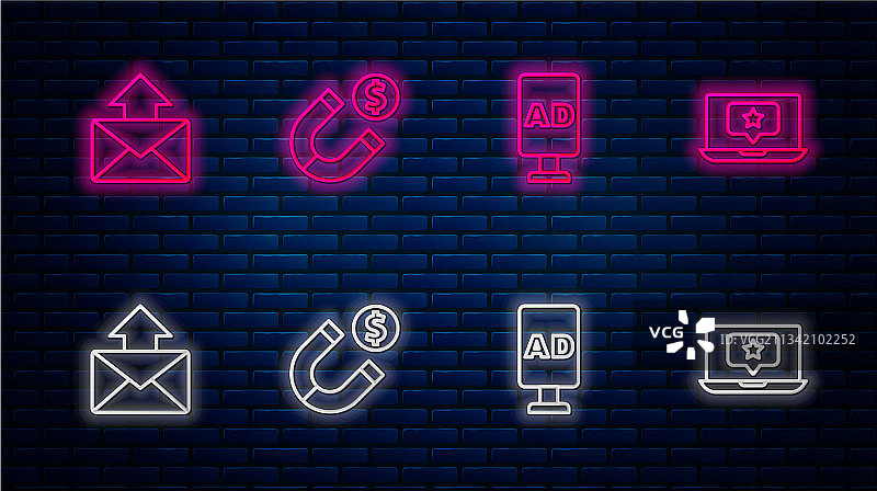 带钱的磁铁广告邮件线条图片素材