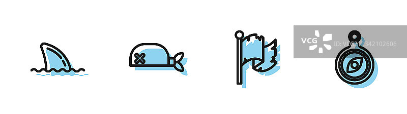 海盗旗和鲨鱼鳍图片素材