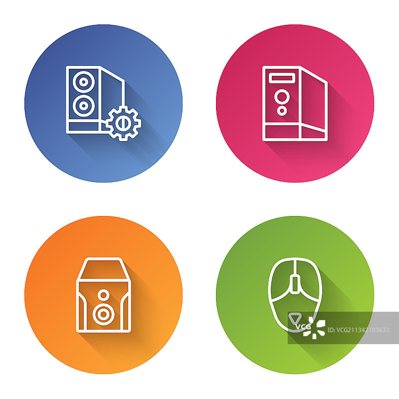 电脑和不间断电源的线条集合图片素材