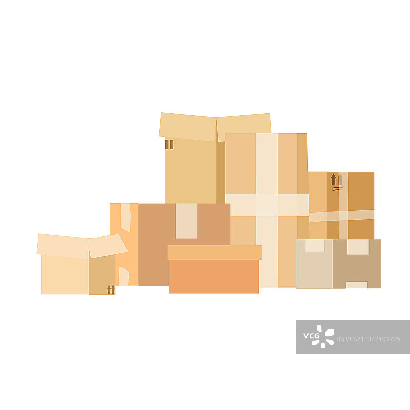 堆叠的纸板箱图片素材