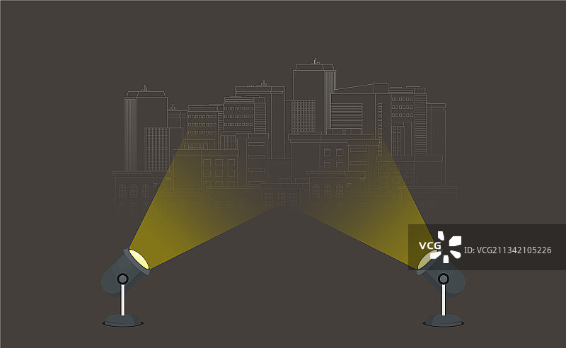 扁平风格的两盏聚光灯图片素材