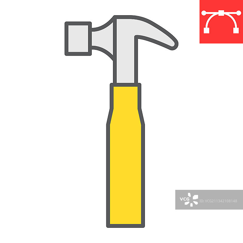 锤子彩色线条图标图片素材