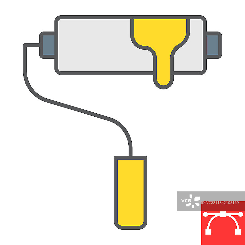 油漆滚筒颜色线性图标图片素材