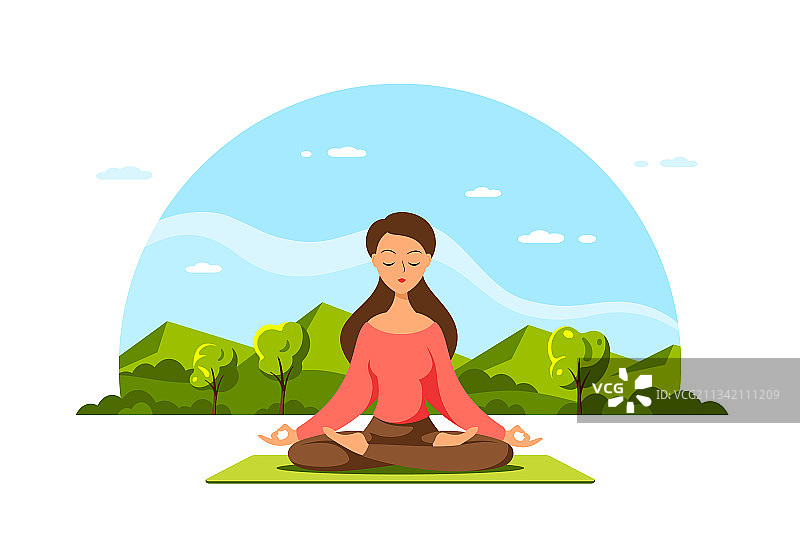 年轻女子莲花坐姿冥想图片素材