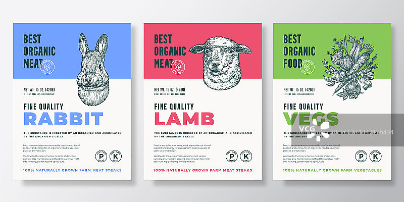 优质有机肉类和蔬菜包装图片素材