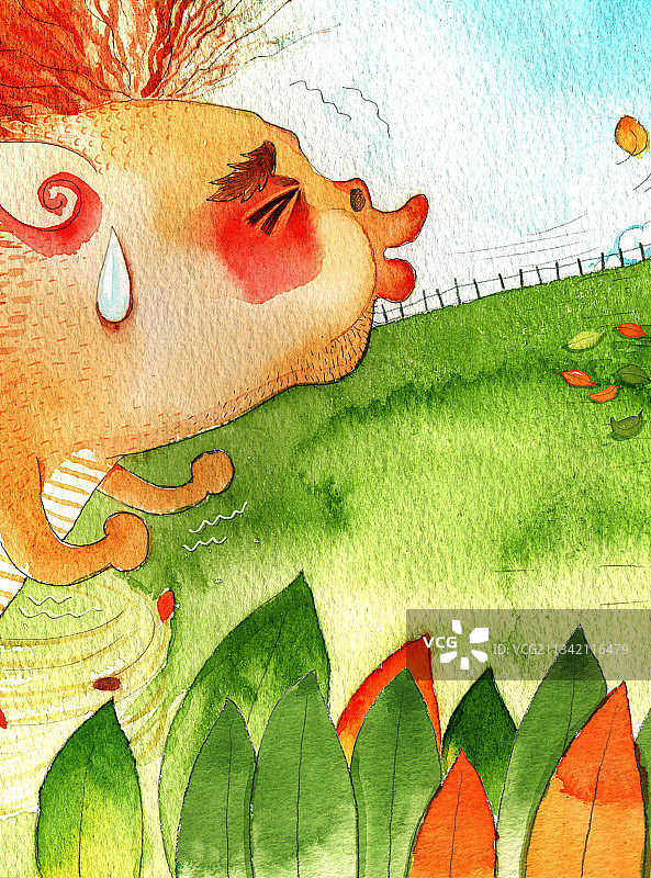 绘本插画母鸡小鸡系列-好累，让我喘口气图片素材