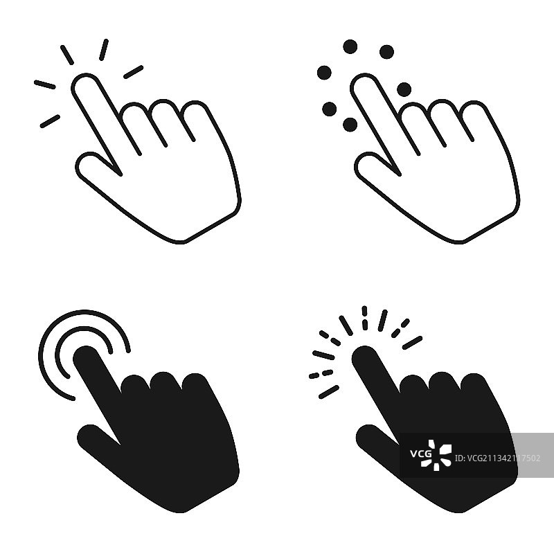 手部点击图标，手指和鼠标指针图片素材