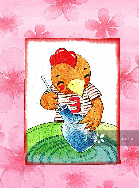 绘本插画母鸡小鸡系列-小鸡做实验图片素材