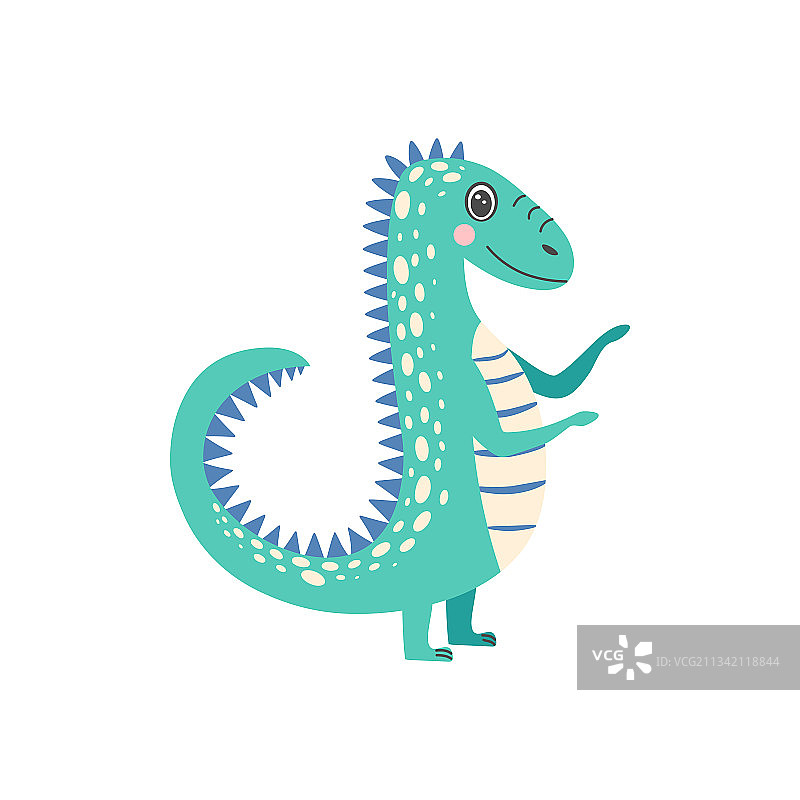 白色背景上可爱的恐龙卡通形象图片素材