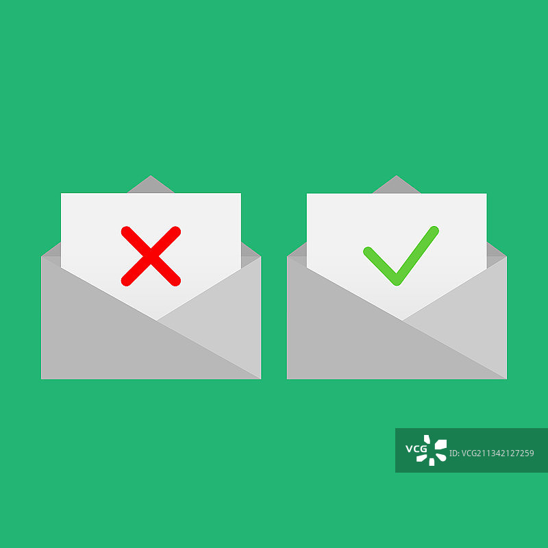 带有已拒绝和已批准信件的信封图片素材