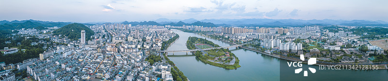 安徽省黄山市屯溪区市区江心洲俯瞰图片素材
