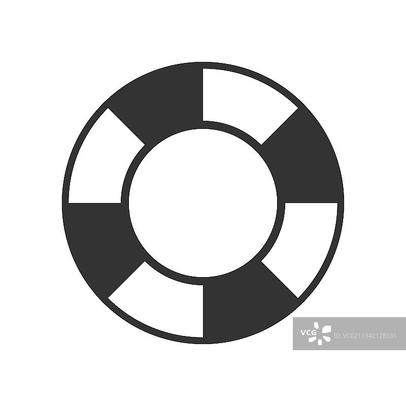 白色背景上的简约风格救生圈图标图片素材