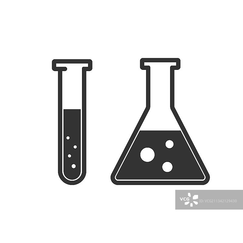 白色背景上的试管扁平设计图标图片素材