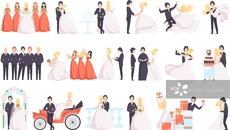 新婚夫妇与宾客素材合集图片素材