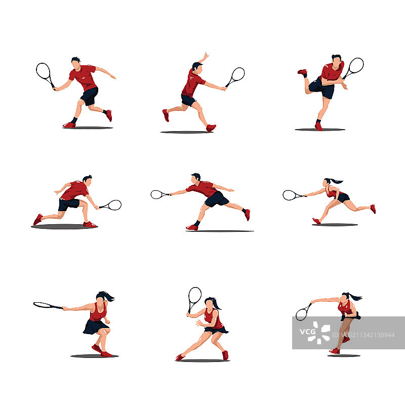 男女运动员挥动网球拍图片素材