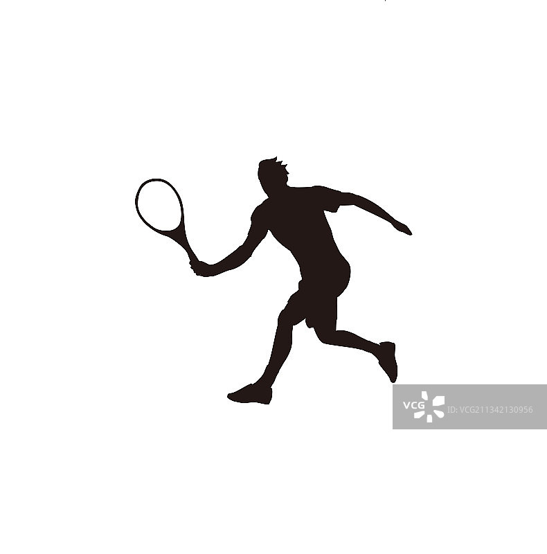 挥舞网球拍的男子轮廓图片素材
