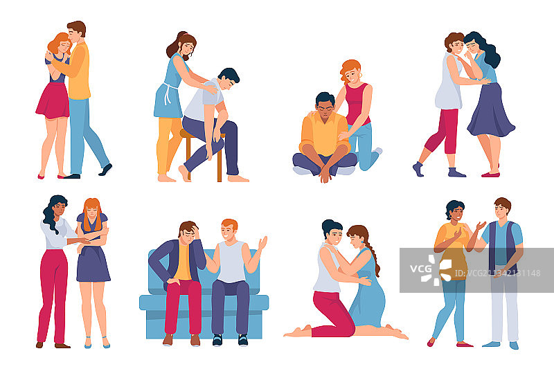 朋友们为压力大的人提供心理支持图片素材